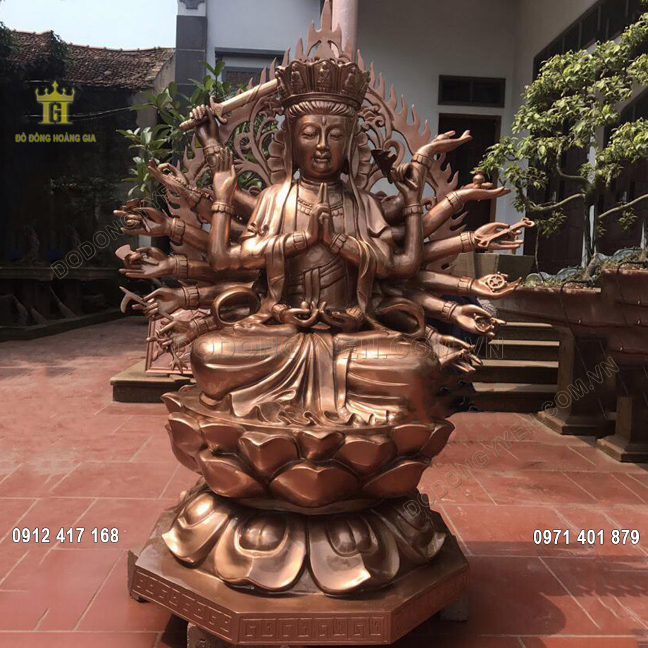 Tượng Phật Chuẩn Đề Đồng Đỏ 1M6